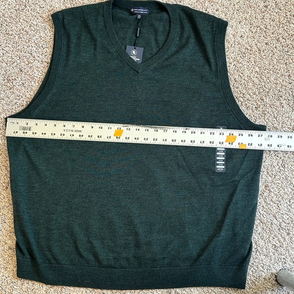 NWT Hart Schaffner Marx Green Extra Fine Merino Wool V-Neck Sweater Vest Sz 3XB - Picture 7 of 8
